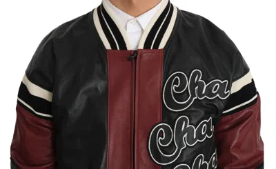 Dolce & Gabbana Leather Club Lounge Black Red Jacket In Black And Red