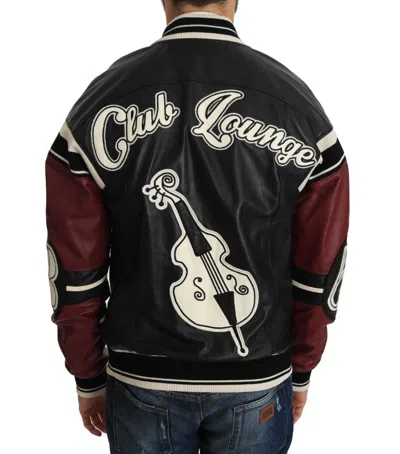 Dolce & Gabbana Leather Club Lounge Black Red Jacket In Black And Red
