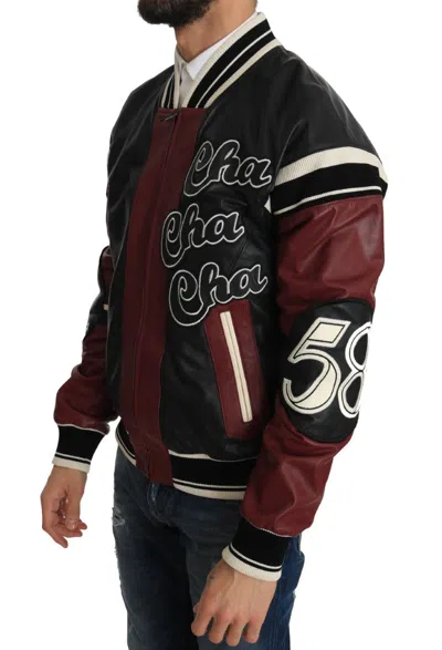 Dolce & Gabbana Leather Club Lounge Black Red Jacket In Black And Red