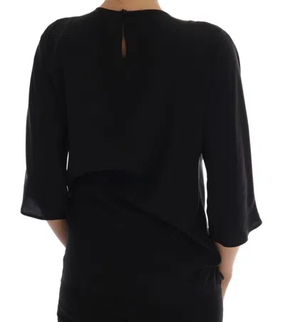 Dolce & Gabbana Black Silk Fairy Tale Top Crystal Blouse In Black