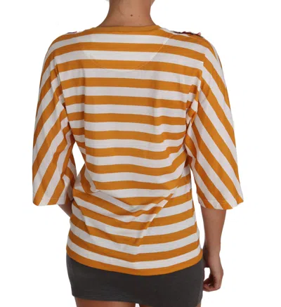 Dolce & Gabbana Firenze Sequined Blouse In Orange And White In Orange