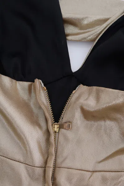Dolce & Gabbana Gold Silk Stretch Romper Body In Gold