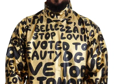 Pre-owned Dolce & Gabbana Gold Logo Print Turtleneck Pullover Men's Sweater ()