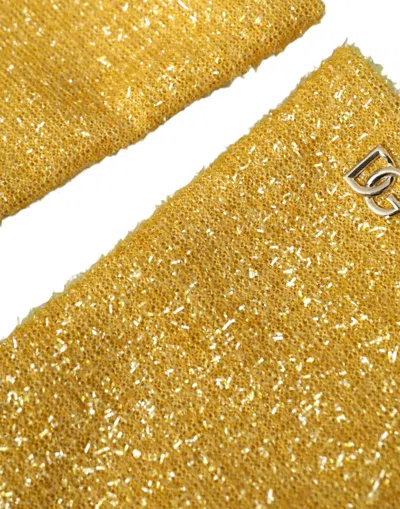 Dolce & Gabbana Gold Lurex Fantasia Mid Arm Length Gloves In Gold