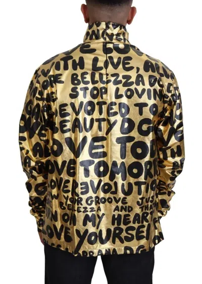 Pre-owned Dolce & Gabbana Gold Logo Print Turtleneck Pullover Men's Sweater ()
