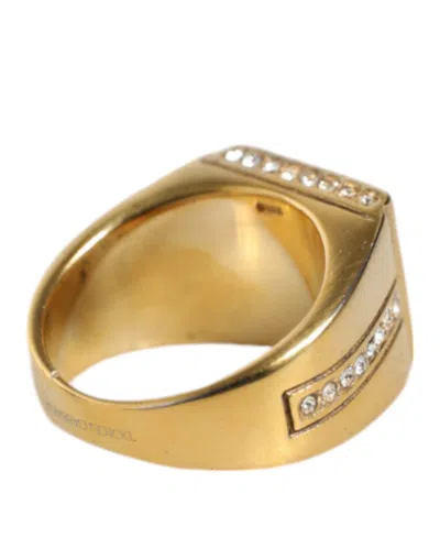 Dolce & Gabbana Gold Plated 925 Silver Clear Crystal Ring In Gold