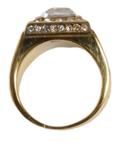 Dolce & Gabbana Gold Plated 925 Silver Clear Crystal Ring In Gold