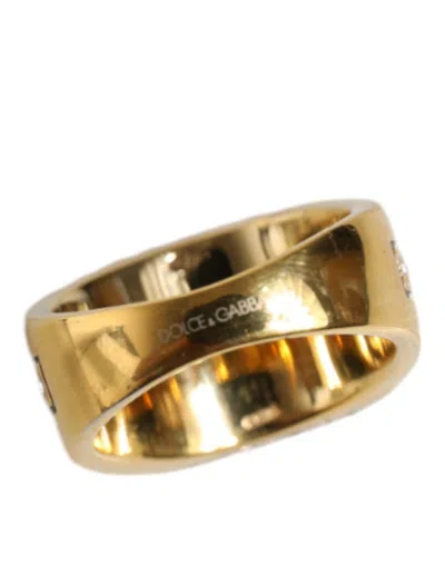 Dolce & Gabbana Gold Plated 925 Silver Clear Crystal Ring In Gold