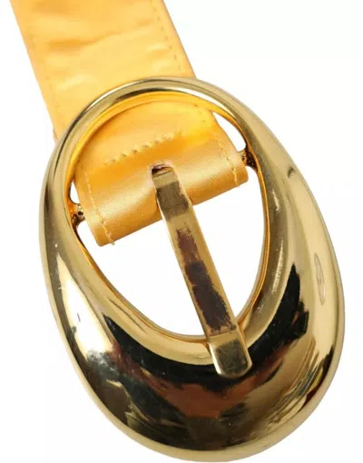 Pre-owned Dolce & Gabbana Gold Satin Leather Oval Metal Buckle Women's Belt ()