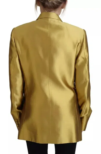 Pre-owned Dolce & Gabbana Gold Satin Long Sleeves Blazer Coat Women's Jacket ()