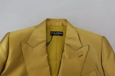 Pre-owned Dolce & Gabbana Gold Satin Long Sleeves Blazer Coat Women's Jacket ()