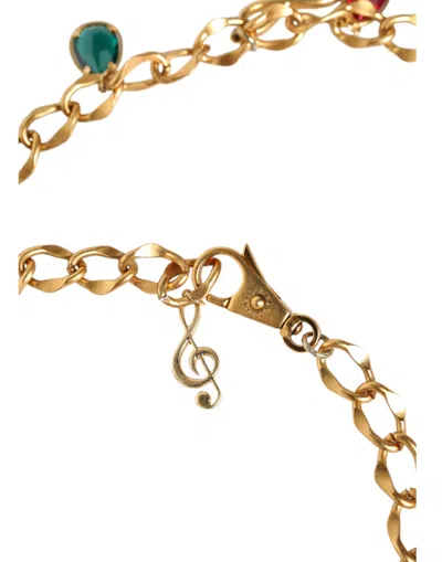 Dolce & Gabbana Gold Tone Brass Fruity Crystal Embellished Waist Chain Belt In Gold