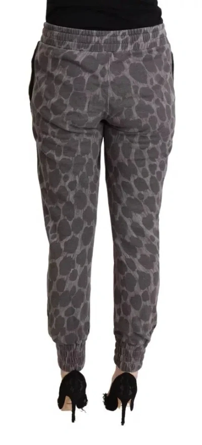 Pre-owned Dolce & Gabbana Gray Leopard Print Sweatwomen's Jogger Women's Pants ()