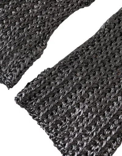 Dolce & Gabbana Gray Viscose Knitted Finger Less Gloves In Gray