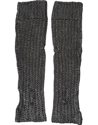 Dolce & Gabbana Gray Viscose Knitted Finger Less Gloves In Gray