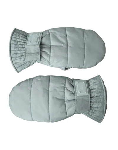 Dolce & Gabbana Green Quilted Nylon Wrist Length Mitten Gloves In Green