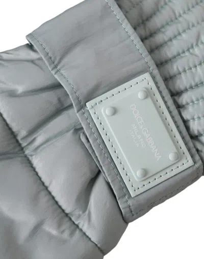 Dolce & Gabbana Green Quilted Nylon Wrist Length Mitten Gloves In Green