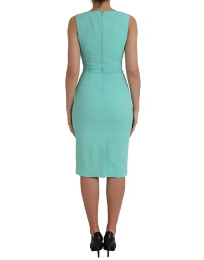 Dolce & Gabbana Green Viscose Sleeveless Bodycon Midi Dress In Green