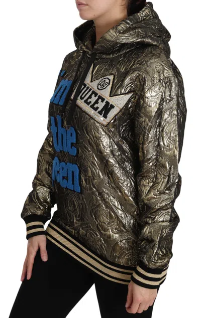 Dolce & Gabbana Im The Queen Jaquard Gold Sweatshirt  Hoodie In Multicolor