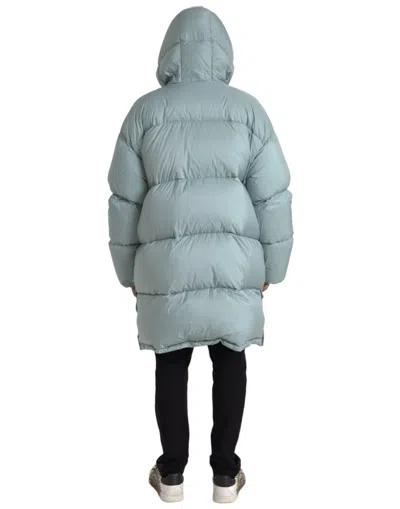 Dolce & Gabbana Light Blue Quilted Hooded Puffer Jacket Men In Light Blue