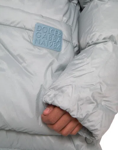 Dolce & Gabbana Light Blue Quilted Hooded Puffer Jacket Men In Light Blue