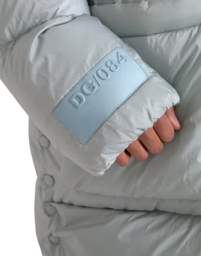 Dolce & Gabbana Light Blue Quilted Hooded Puffer Jacket Men In Light Blue