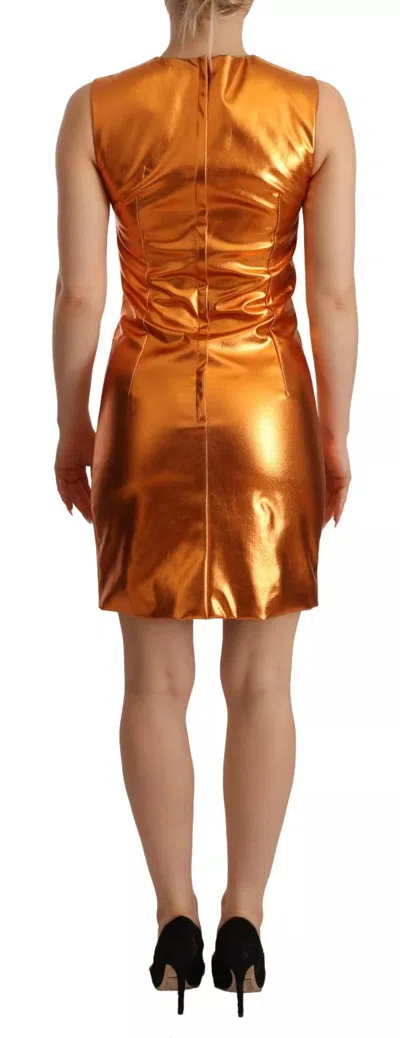 Pre-owned Dolce & Gabbana Metallic Orange Sleeveless Sheath Women's Dress ()