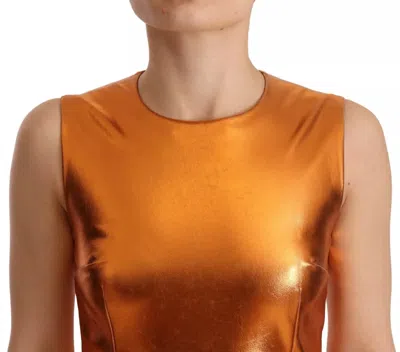 Pre-owned Dolce & Gabbana Metallic Orange Sleeveless Sheath Women's Dress ()