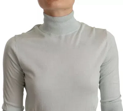 Pre-owned Dolce & Gabbana Mint Green 3/4 Sleeves Turtle Neck Silk Women's Top ()
