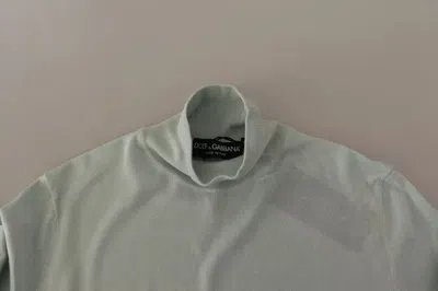 Pre-owned Dolce & Gabbana Mint Green 3/4 Sleeves Turtle Neck Silk Women's Top ()