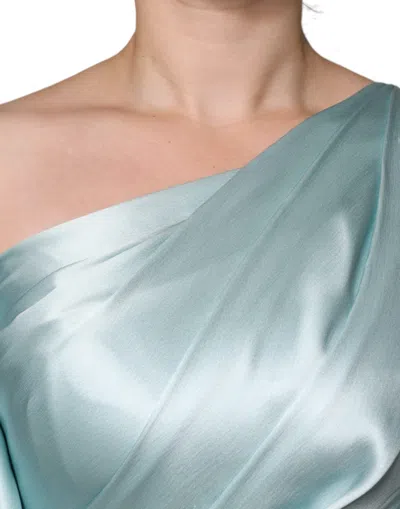 Pre-owned Dolce & Gabbana Mint Green Silk Fit Cut One Shoulder Women's Dress ()