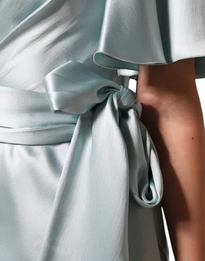 Pre-owned Dolce & Gabbana Mint Green Silk Fit Cut One Shoulder Women's Dress ()