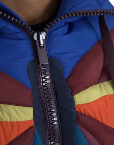 Dolce & Gabbana Multicolor Butterfly Hooded Puffer Jacket In Multicolor