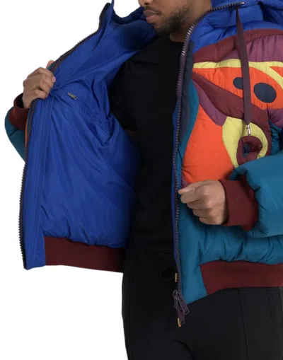 Dolce & Gabbana Multicolor Butterfly Hooded Puffer Jacket In Multicolor