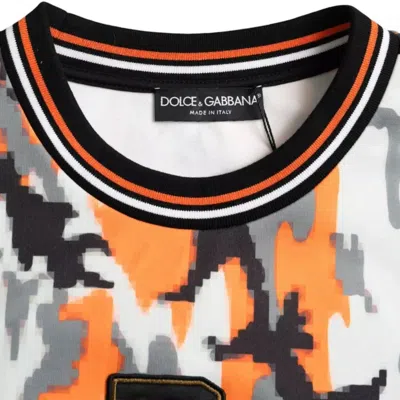 Dolce & Gabbana Multicolor Camouflage Crew Neck Pullover Sweater In Multicolor
