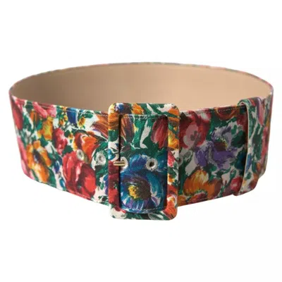 Pre-owned Dolce & Gabbana Multicolor Carretto Fabric Wide Waist Women's Belt ()