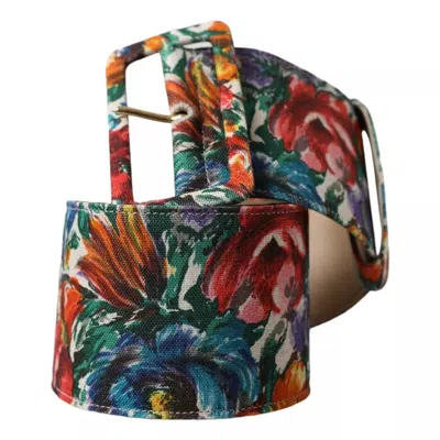 Pre-owned Dolce & Gabbana Multicolor Carretto Fabric Wide Waist Women's Belt ()
