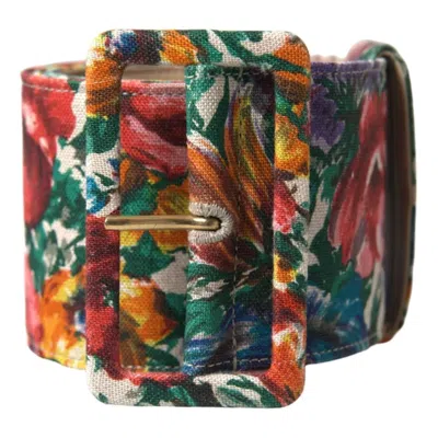 Pre-owned Dolce & Gabbana Multicolor Carretto Fabric Wide Waist Women's Belt ()