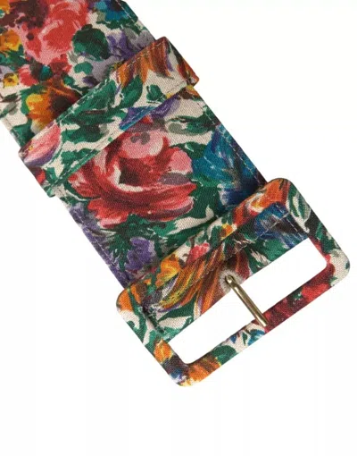 Pre-owned Dolce & Gabbana Multicolor Carretto Fabric Wide Waist Women's Belt ()