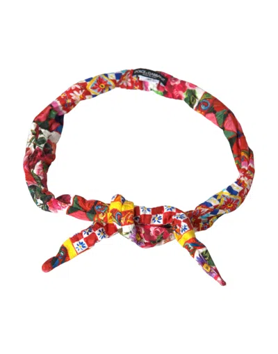Dolce & Gabbana Multicolor Carretto Print Waist Belt In Multicolor
