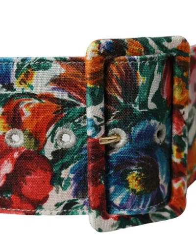 Pre-owned Dolce & Gabbana Multicolor Carretto Fabric Wide Waist Women's Belt ()