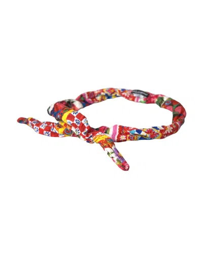 Dolce & Gabbana Multicolor Carretto Print Waist Belt In Multicolor