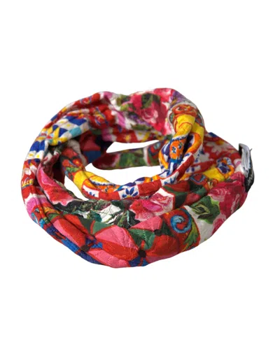 Dolce & Gabbana Multicolor Carretto Print Waist Belt In Multicolor