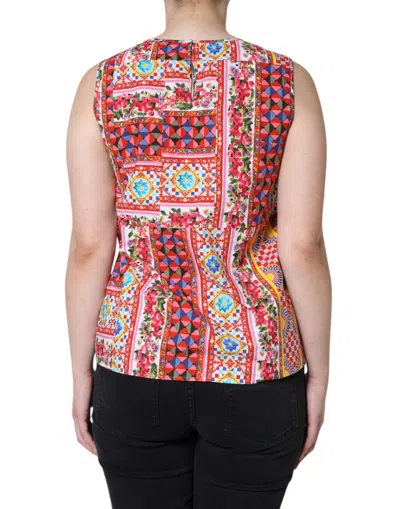 Pre-owned Dolce & Gabbana Multicolor Cotton Carretto Floral Tank Women's Top ()