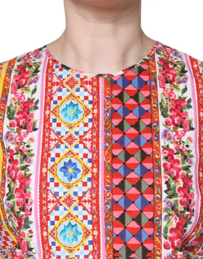 Pre-owned Dolce & Gabbana Multicolor Cotton Carretto Floral Tank Women's Top ()
