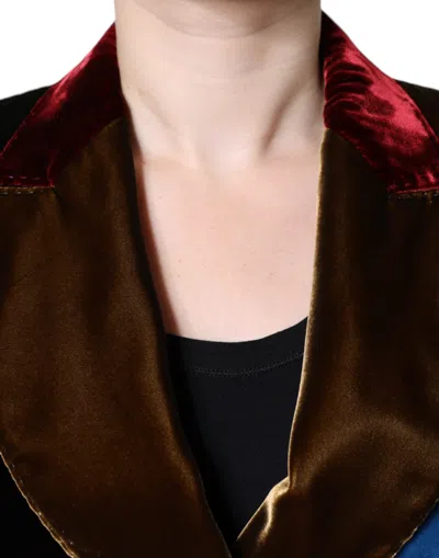 Dolce & Gabbana Multicolor Double Breasted Patchwork Blazer Jacket In Multicolor