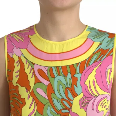 Pre-owned Dolce & Gabbana Multicolor Floral Silk Sleeveless Tank Women's Top ()