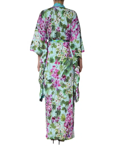 Dolce & Gabbana Multicolor Floral Silk Stretch Wrap Dress In Multicolor