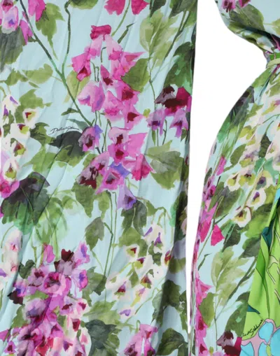 Dolce & Gabbana Multicolor Floral Silk Stretch Wrap Dress In Multicolor