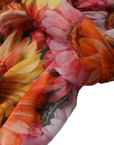 Dolce & Gabbana Multicolor Floral Sleeveless V-neck Midi Dress In Multicolor
